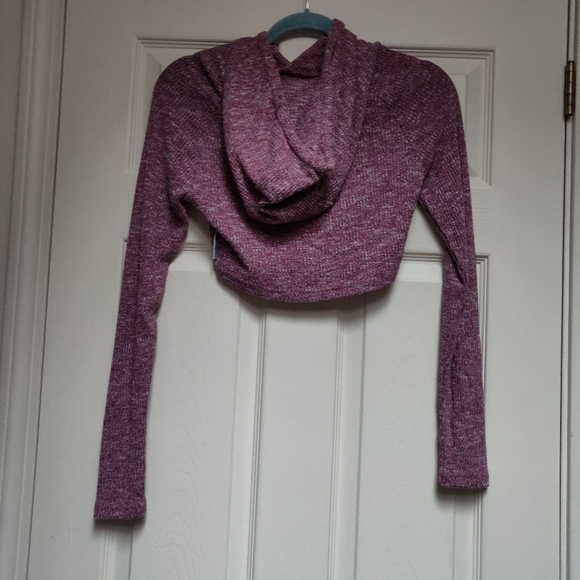 Gymshark Slounge Cropped Hoodie Deep Plum Marl Size XS - Picture 2 of 7